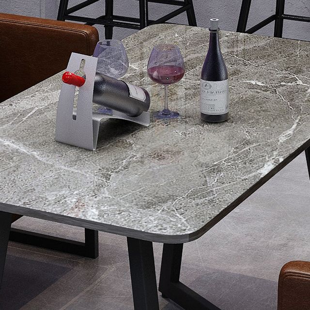 Industrial Gray Dinner Room Kitchen Table Sintered Stone Table with Black Frame Clearhalo ' dining_table' 'Dining Tables & Seating' 'Dining Tables' 'furn' 'furn_dining_table' 'Furniture' 'furniture_dining_table' 'Kitchen & Dining Furniture' 'kitchen&dining_furn' 'kitchen' 'kitchen_dining_table' 1200x1200_bafeba06-02df-4e5e-b154-e06fe379873e