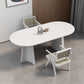 Mesa de comedor ovalada de madera maciza, muebles modernos con pedestal doble en acabado mate para interiores