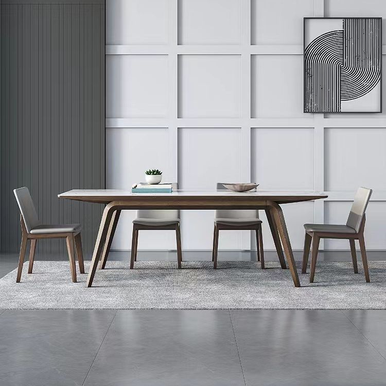 Modern Style Rectangle Table Sintered Stone Table with Wooden Legs for Home Use Clearhalo 'Dining Tables & Seating' 'Dining Tables' 'dining_table' 'furn' 'furn_dining_table' 'Furniture' 'Kitchen & Dining Furniture' 1200x1200_bb026c88-37e7-4f8b-9255-222f94feb50c