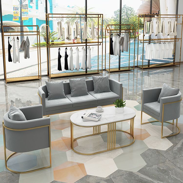 Contemporary 27.55" H Metal Frame Solid Color Velvet Tuxedo Arm Sofa Clearhalo 'furn' 'furn_sofas' 'Furniture' 'Living Room Furniture' 'Sofa' 'sofas' 1200x1200_bb04860e-30d7-47e8-92c5-8429ba4bd627