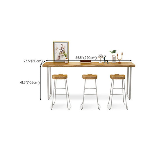 産業ビストロバーテーブルソリッドウッド長方形の金属ベースバーテーブル