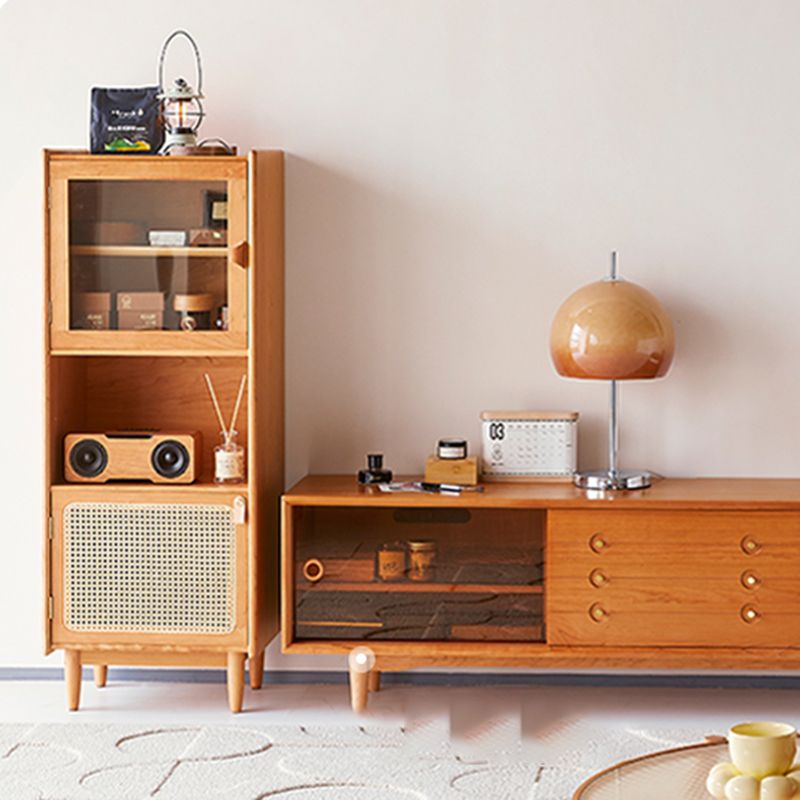 ガラスのドア付きモダンな桜の貯蔵サイドボードキャビネット