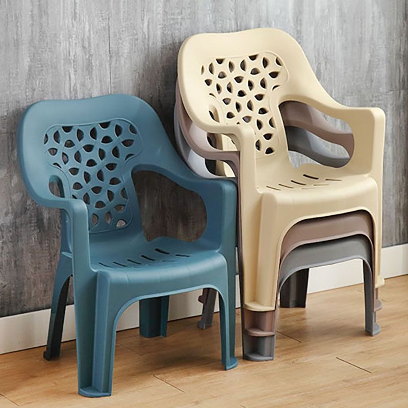 Minimalist Style Stacking Dining Arm Chairs Plastic Open Back Dining Side Chair for Home Use Clearhalo ' kitchen&dining_furn' 'Dining Chairs' 'Dining Tables & Seating' 'dining_chair' 'furn' 'furn_dining_chair' 'Furniture' 'furniture_dining_chair' 'Kitchen & Dining Furniture' 'kitchen' 1200x1200_bb063fb7-b806-4fe8-a783-732199cfe2a5