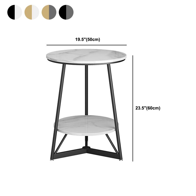 23.6" Tall Modern Round Slate Top Side Table Metal Cross-leg End Table with Shelf Clearhalo 'Coffee & Accent Tables' 'End & Side Tables' 'end_side_tables' 'furn' 'furn_end_side_tables' 'Furniture' 'Living Room Furniture' 1200x1200_bb08a9ca-2b5d-42ca-8efa-d929ddf9e050