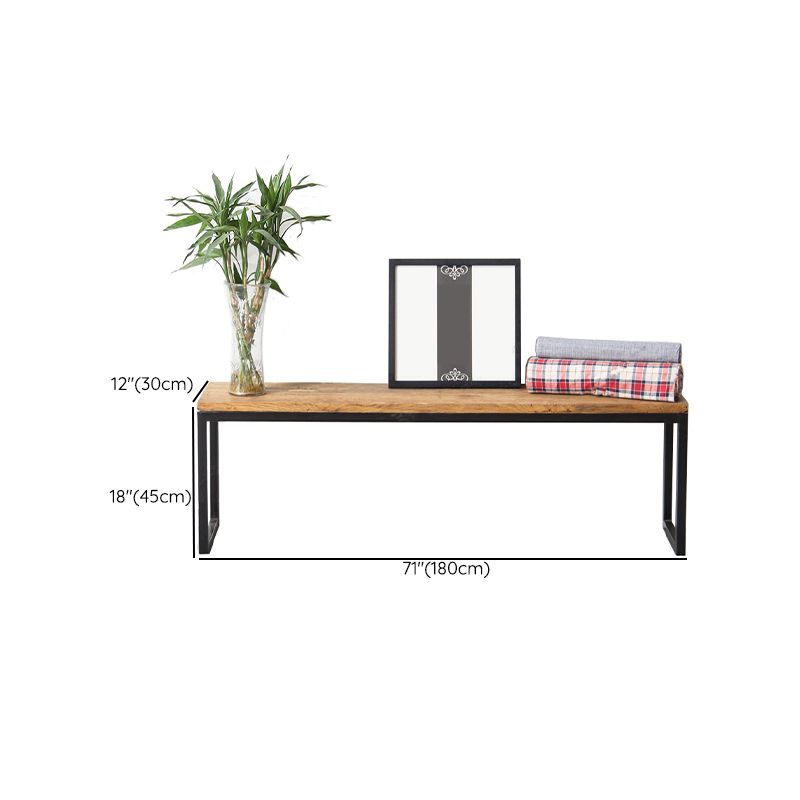Contemporary Solid Wood Bench Brown Seating Bench with Metal Base Clearhalo 'Benches' 'Chairs & Seating' 'furn' 'furn_benches' 'Furniture' 'Living Room Furniture' 1200x1200_bb092521-a73a-4506-b22f-1218425685fc