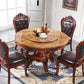 Faux Marble Dining Table Traditional Round Dinette Table with Turntable Clearhalo 'Dining Tables & Seating' 'Dining Tables' 'dining_table' 'furn' 'furn_dining_table' 'Furniture' 'Kitchen & Dining Furniture' 1200x1200_bb0ba44e-2535-4943-8f46-a50ad0045d97