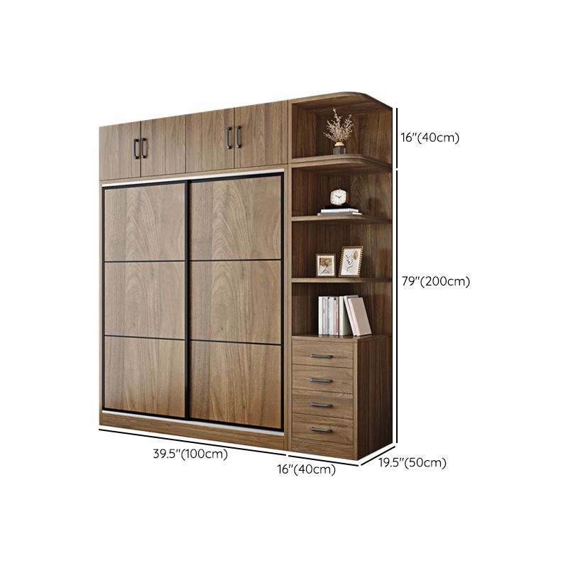 Modern Style Freestanding Wardrobe Pine Wood Wardrobe with Drawer