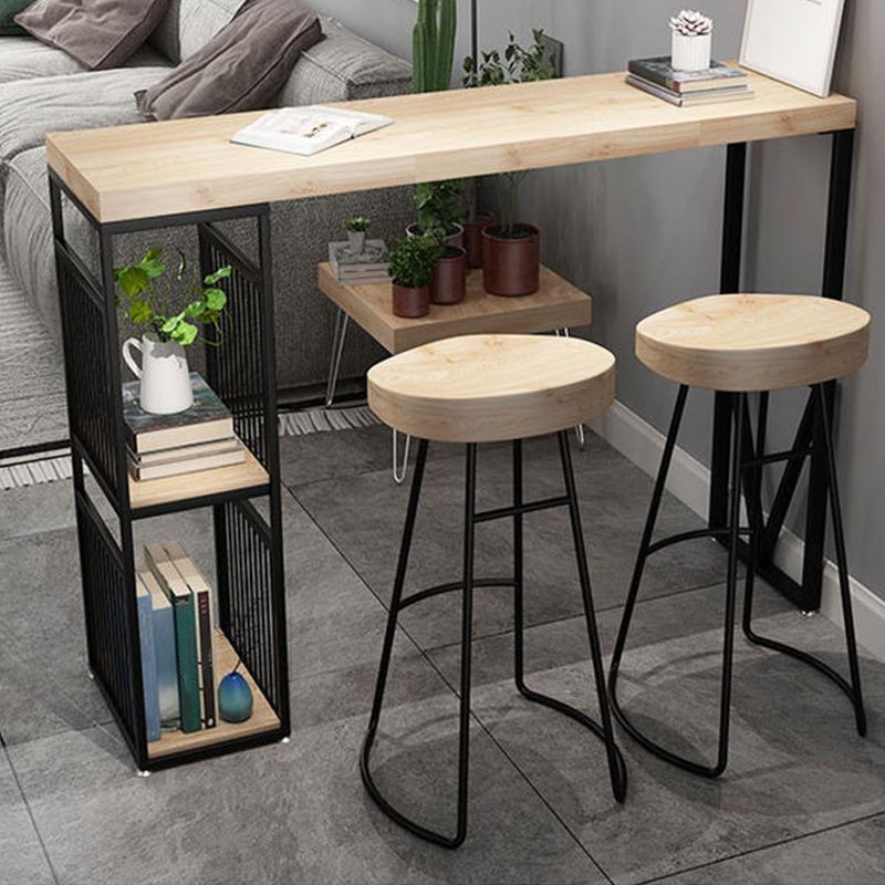 Juego de mesa de Pub con barra de pedestal doble, mesa y taburetes de Bar de madera maciza y hierro, 3 uds.