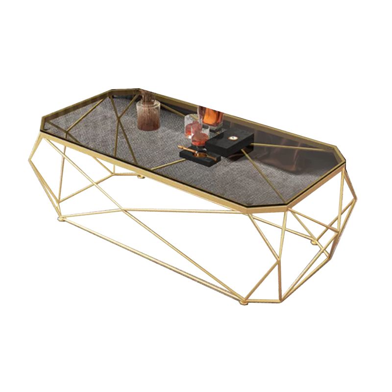 モダンスタイルの長方形のガラステーブルメタルボトムフレームフレームベースコーヒーテーブル