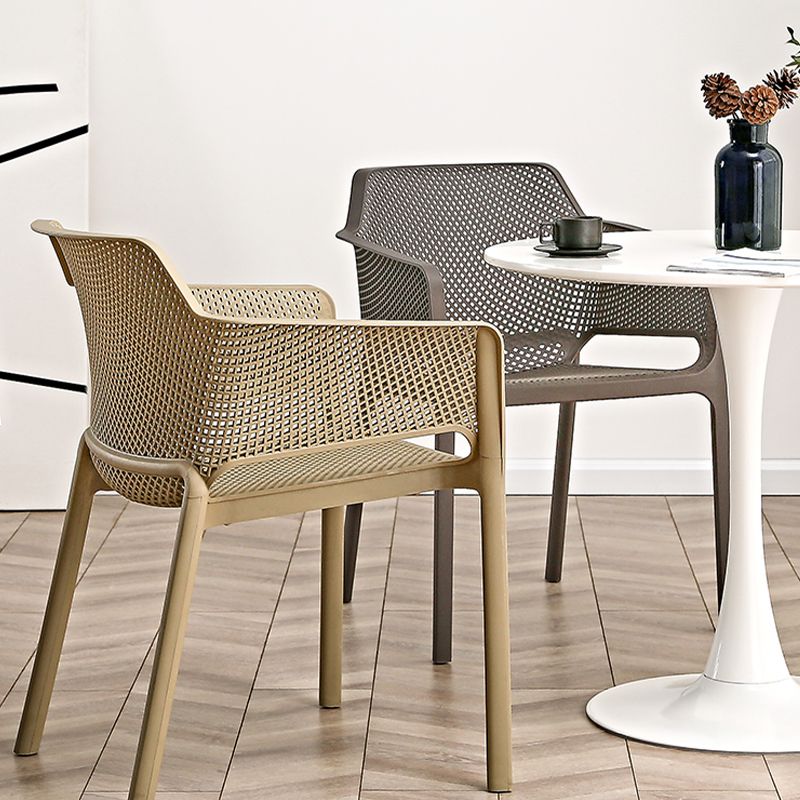Designer Style Arm Chair Plastic Cross Back Side Chair for Restaurant Clearhalo 'Dining Chairs' 'Dining Tables & Seating' 'dining_chair' 'furn' 'furn_dining_chair' 'Furniture' 'Kitchen & Dining Furniture' 1200x1200_bb0dd1aa-1bc7-4ab9-bfc8-369b1b29b46f