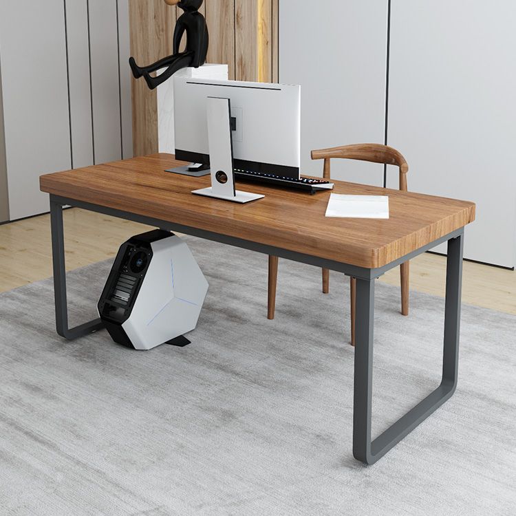 Escritorio de escritura de madera curva escritorio de oficina de trineo natural contemporáneo