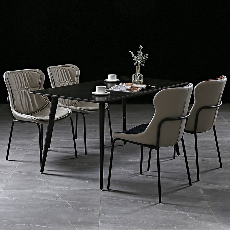 Modern Metal Dining Room Chairs Upholstered Side PU Leather Armless Chairs Clearhalo ' kitchen&dining_furn' 'Dining Chairs' 'Dining Tables & Seating' 'dining_chair' 'furn' 'furn_dining_chair' 'Furniture' 'furniture_dining_chair' 'Kitchen & Dining Furniture' 'kitchen' 1200x1200_bb10adce-d45c-4ad5-a10d-9390fc9a44c1