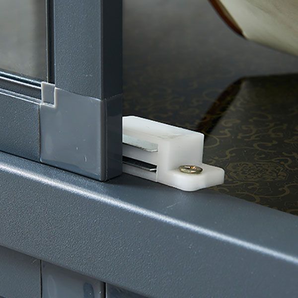 Sideboard in metallo blu con porte di vetro moderno server da pranzo con armadi