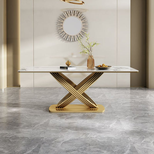 Glam Rectangle White Dining Table Standard Sintered Stone Dining Table with Pedestal Base Clearhalo ' dining_table' 'Dining Tables & Seating' 'Dining Tables' 'furn' 'furn_dining_table' 'Furniture' 'furniture_dining_table' 'Kitchen & Dining Furniture' 'kitchen&dining_furn' 'kitchen' 'kitchen_dining_table' 1200x1200_bb1281e9-997b-4cdd-bb18-e6f7cd6a8cdf