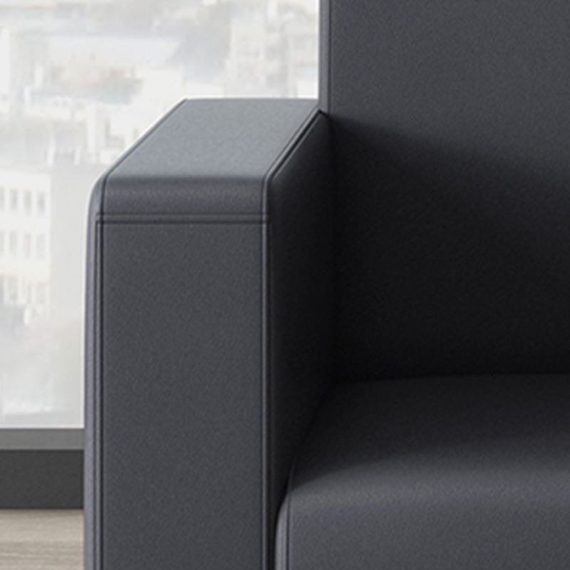 Black Square Arm Sofa Contemporary Standard Sofa for Living Room, 27.55" W