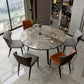 Round Stone Dining Table Modern Extendable Dining Table with 4 Legs in Matte Finish