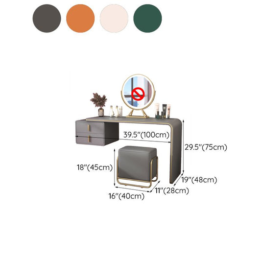 Cassetti doppi glam Camera da letto in pelle finta con tavolo da trucco e vanità per il trucco delle feci