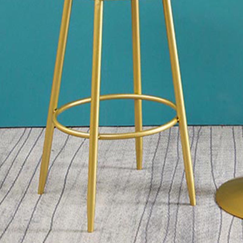 Glam Round Pub Table Set 1/2/3 Pieces Marble Top Bar Table with Metal Stools