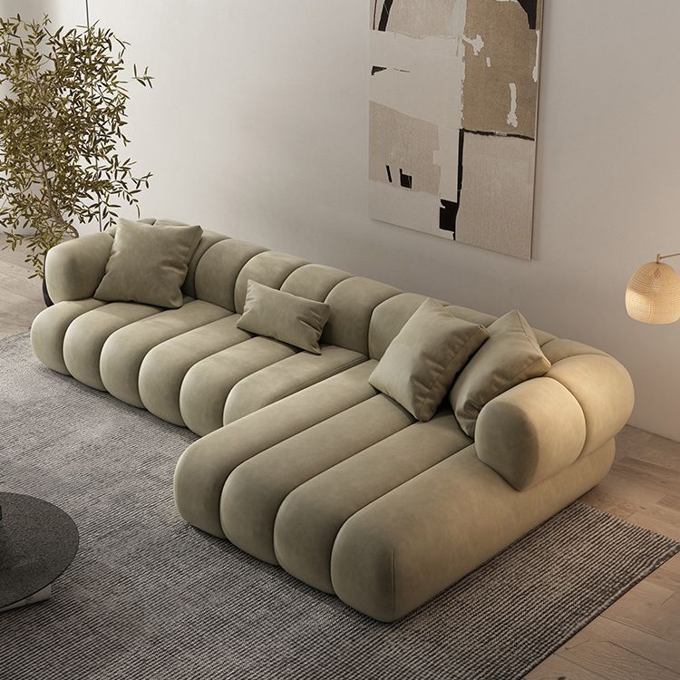 Scandinavian Green Sofa with Tuxedo Arm and Sewn Pillow Back Clearhalo 'furn' 'furn_sectionals' 'Furniture' 'furniture_sectionals' 'kitchen' 'kitchen_sectionals' 'Living Room Furniture' 'Sectionals' 1200x1200_bb189619-6044-4044-a39d-58c1550d633f