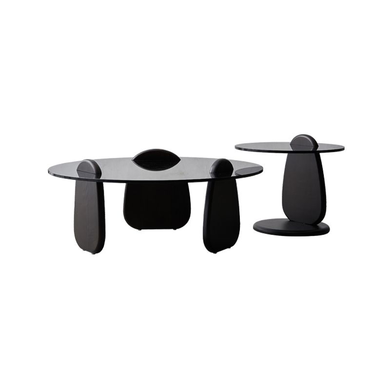 Glass Top Coffee Cocktail Table Black Coffee or End Table with 3 Legs