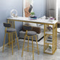 Faux Marble Counter Height Bar Table Glam Metal Base Counter Wine Table