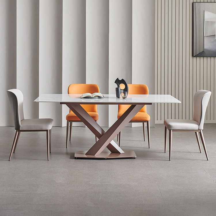 Traditional Luxury Dining Table White Sintered Stone Table with Rose Gold Frame Clearhalo ' dining_table' 'Dining Tables & Seating' 'Dining Tables' 'furn' 'furn_dining_table' 'Furniture' 'furniture_dining_table' 'Kitchen & Dining Furniture' 'kitchen&dining_furn' 'kitchen' 'kitchen_dining_table' 1200x1200_bb1a7783-89c7-4d31-86e9-2e95d63195a8