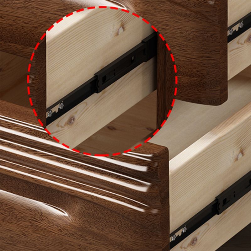 Table nause de nuit en bois massif moderne 3 dessins de 26 pouces H Table de nuit en noix en marron