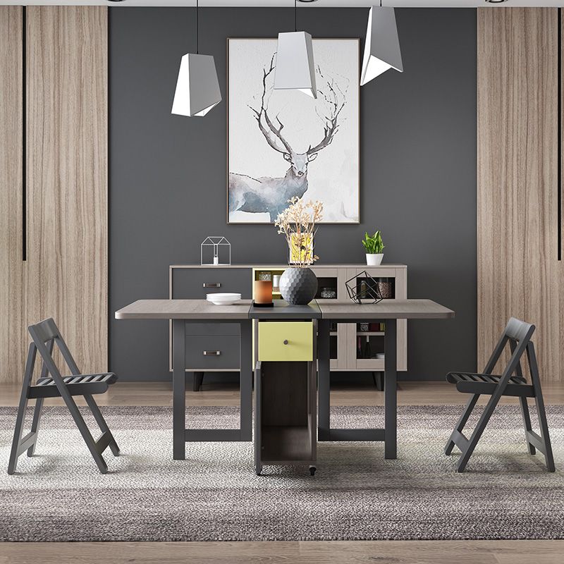 Mid-Century Modern Dining Table Rectangle Drop-Leaf 59" Dining Table(only table) Clearhalo ' dining_table' 'Dining Tables & Seating' 'Dining Tables' 'furn' 'furn_dining_table' 'Furniture' 'furniture_dining_table' 'Kitchen & Dining Furniture' 'kitchen&dining_furn' 'kitchen' 'kitchen_dining_table' 1200x1200_bb1e1deb-b55d-4ff2-add6-b519440f53a0
