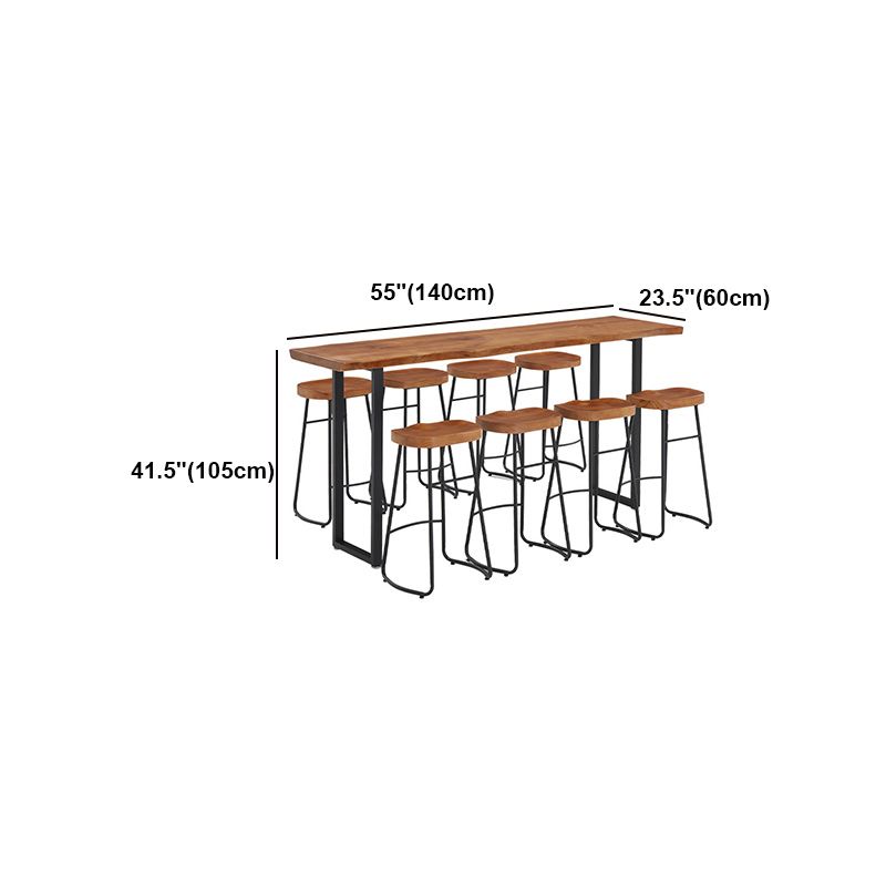 Brown Modern Style Table in Solid Wood and Metal Balcony Bar Table Clearhalo 'Bar Furniture' 'Bar Tables' 'bar_tables' 'Furniture' 'furniture_bar_tables' 'Kitchen & Dining Furniture' 1200x1200_bb1e8ebb-9f06-420f-b7ca-e4d1b874e8a0