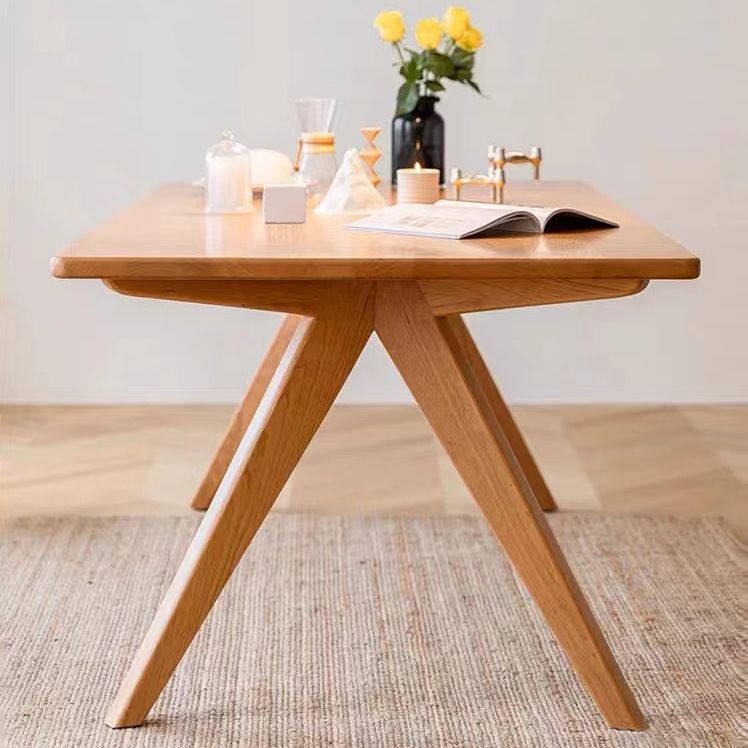 Rectangle Solid Wood Fixed Table Mid-Century Solid Wood Dining Room Table Clearhalo 'Dining Tables & Seating' 'Dining Tables' 'dining_table' 'furn' 'furn_dining_table' 'Furniture' 'Kitchen & Dining Furniture' 1200x1200_bb1eb271-179c-4baa-baf6-d7570e98d767