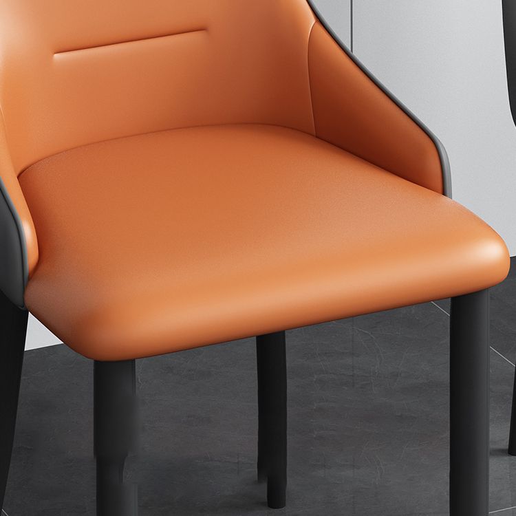 Industrial Style Arm Chair Faux Leather Parsons Chair for Home