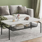Glam Coffee Table with Slate Rectangle Top and 4 Legs Bunching Tables