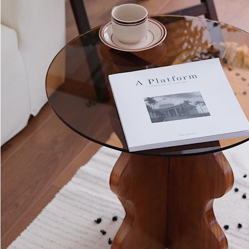 Contemporary Side Table Glass Abstract Round Living Room End Table