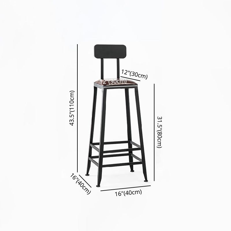 Industrial Brown Leather Bar Stools Square Stool with Metal Base Clearhalo 'Bar Furniture' 'Bar Stools' 'bar_stools' 'furniture_bar_stools' 'Kitchen & Dining Furniture' 'kitchen&dining_furn' 'kitchen' 'kitchen_furn' Furniture' 1200x1200_bb1fc455-646d-4791-9c4f-55b5f586789c