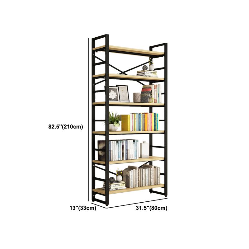 Contemporary Metal and Wooden Shelf Bookcase Open Book Shelf for Study Room