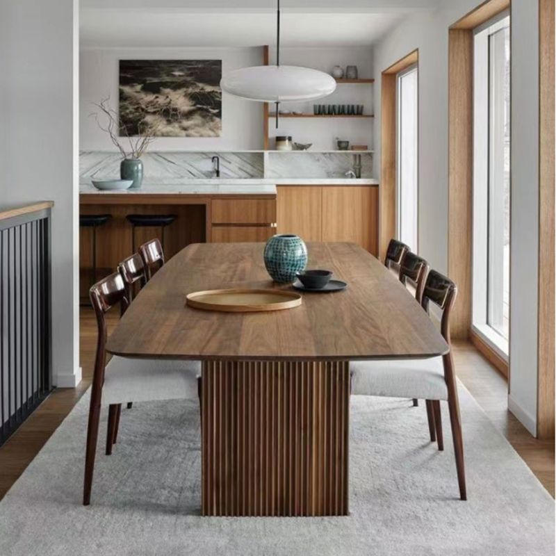 Modern Rectangle Dining Site Table Solid Wood Double Pedestal Kitchen Dining Table Clearhalo 'Dining Tables & Seating' 'Dining Tables' 'dining_table' 'furn' 'furn_dining_table' 'Furniture' 'furniture_dining_table' 'Kitchen & Dining Furniture' 'kitchen' 'kitchen_dining_table' 1200x1200_bb212bb4-1b5a-44fb-aaec-902b2eab7ccd