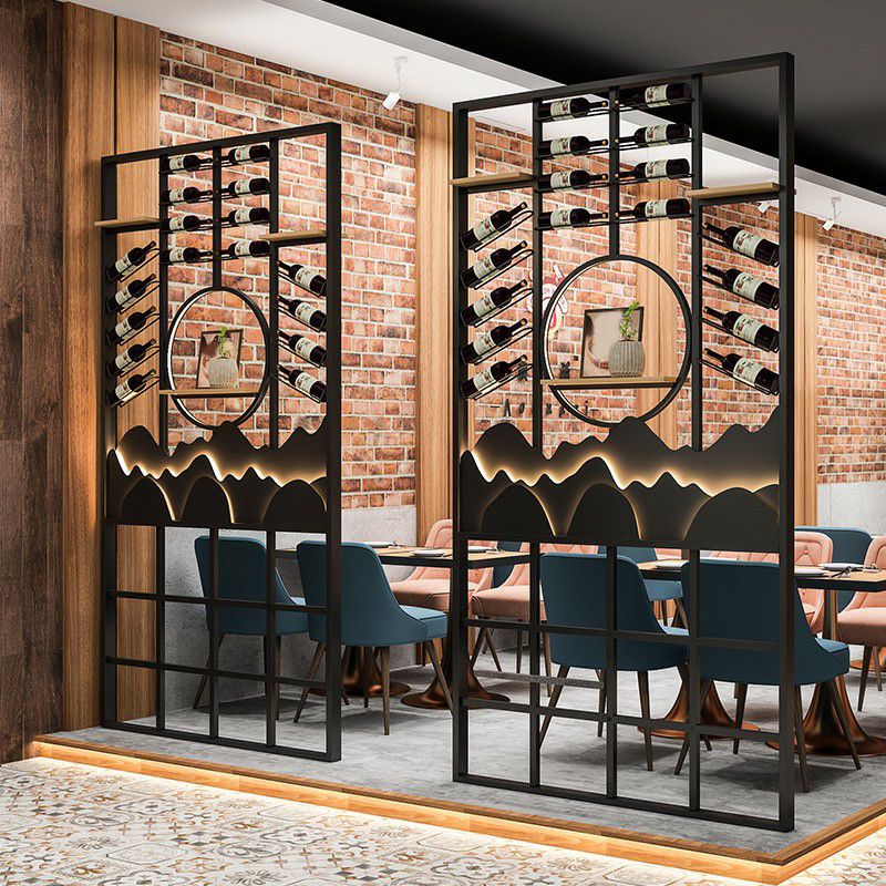 Moderno portabottiglie per vino in metallo bottiglia e vetro per soggiorno per soggiorno