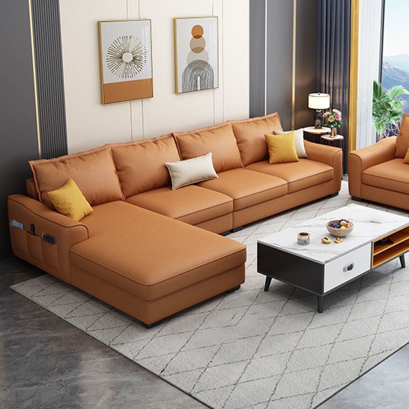 35.4 "H Faux Leder ausgestattetem Armsofa & Chaise für Wohnzimmer