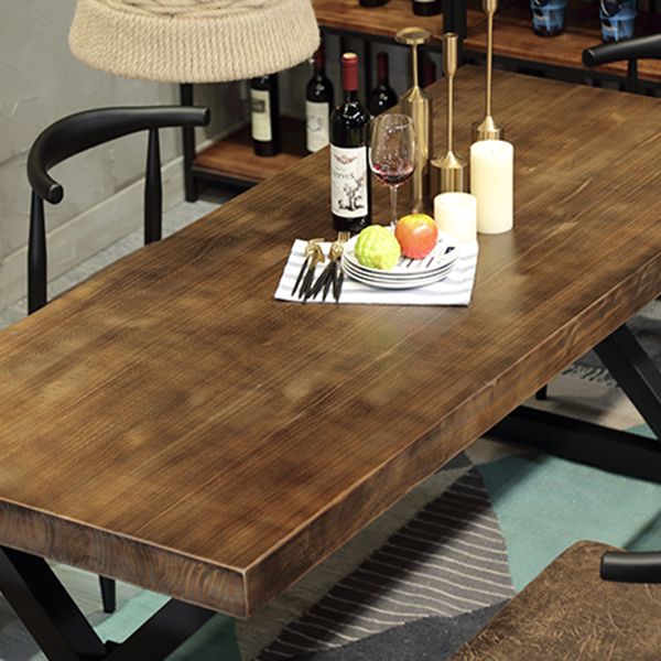 Metal Industrial Rectangle Indoor Table Solid Wood Top Table with Trestle Clearhalo ' dining_table' 'Dining Tables & Seating' 'Dining Tables' 'furn' 'furn_dining_table' 'Furniture' 'furniture_dining_table' 'Kitchen & Dining Furniture' 'kitchen&dining_furn' 'kitchen' 'kitchen_dining_table' 1200x1200_bb28b86c-5dd2-47d0-ae9f-f6ffafe8f25a
