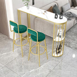 フリーフォームダブルペデスタルバーダイニングテーブルモダンな石とメタルバーテーブル