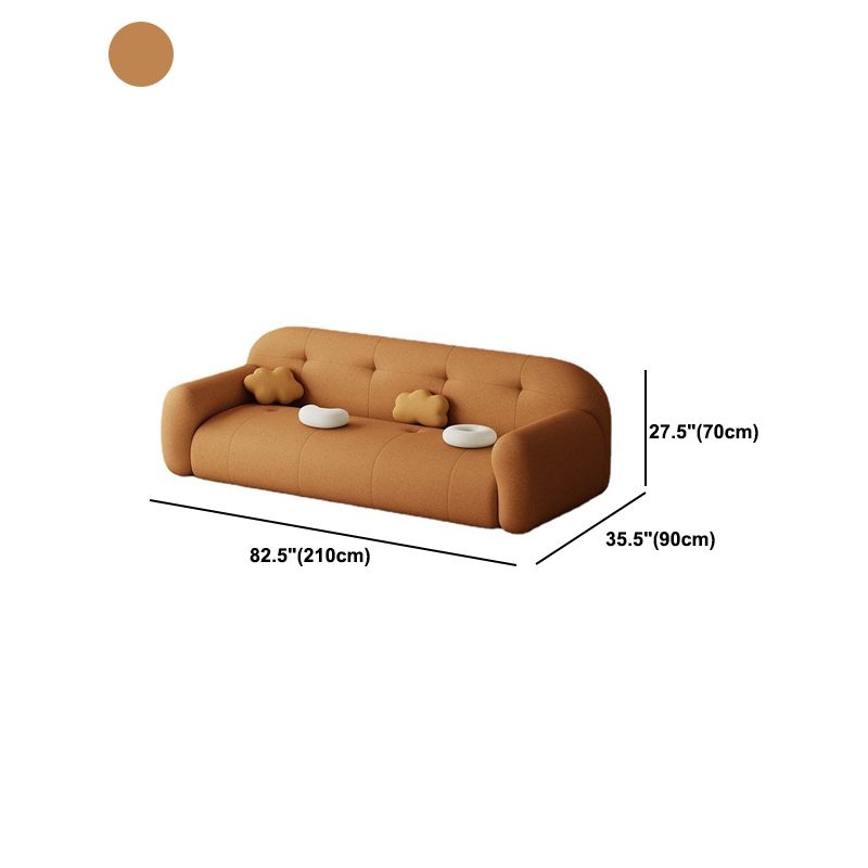 27.5" H Contemporary White/ Orange Faux Leather Tufted Square Arm Sofa