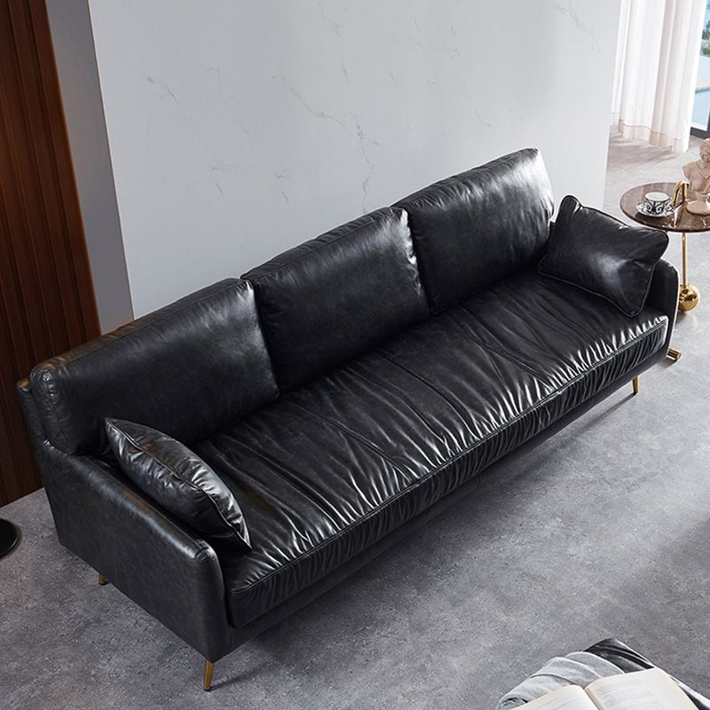 31.88 "Sofá de alto sofá contemporáneo de cuero con brazo cuadrado con cojines