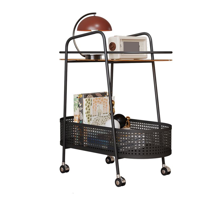 25.6" Wide Metal & Glass Side Table Elliptical Sofa Side Accent Table with Casters Clearhalo 'Coffee & Accent Tables' 'End & Side Tables' 'end_side_tables' 'furn' 'furn_end_side_tables' 'Furniture' 'Living Room Furniture' 1200x1200_bb2bf664-cdfd-4370-8761-a736dec8726b