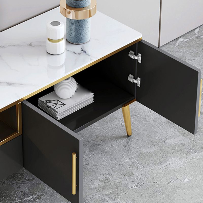 Glam TV Stand Console Open Storage Media Console TV Stand with Drawers Clearhalo 'furn' 'furn_tv_stands_entertainment_centers' 'Furniture' 'Living Room Furniture' 'TV Stands & Entertainment Centers' 'TV Stands & Media Storage Furniture' 'tv_stands_entertainment_centers' 1200x1200_bb2d4f39-3c42-426b-9bc4-8db3e163fc4c