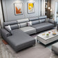 Contemporary Sofa & Chaise in Grey Square Arm Sectional with Bolster Pillows