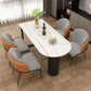 Free Form Sintered Stone Dining Table Modern Dining Table with Double Pedestal for Home Clearhalo 'Dining Tables & Seating' 'Dining Tables' 'dining_table' 'furn' 'furn_dining_table' 'Furniture' 'Kitchen & Dining Furniture' 1200x1200_bb2ef9cc-9c81-4628-81ed-e9b9475f2f97