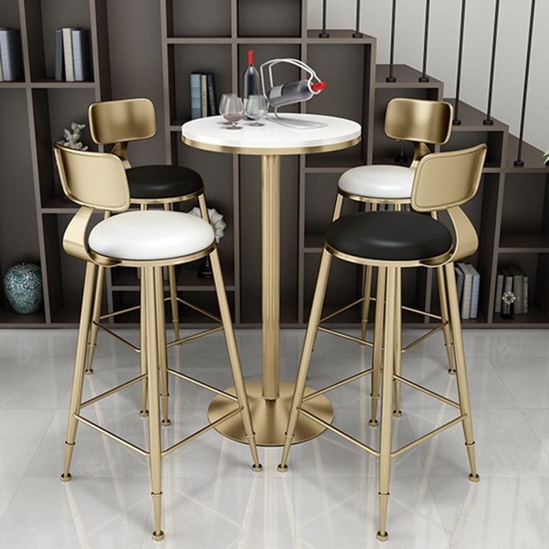Glam Bartafelset 1/3/5-delig Ronde stenen aanrechttafel met hoge krukken voor eetkamer