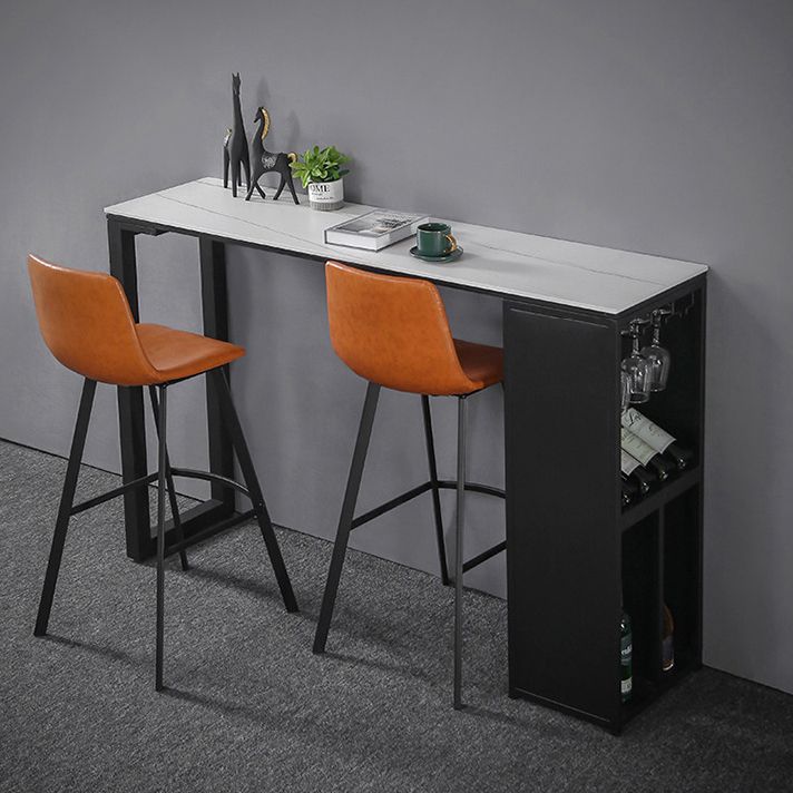 Modern Rectangle Bar Table Set 1/3 Pcs Stone Top Bar Table and Upholstered Stools Clearhalo 'Bar Furniture' 'furn' 'furn_home_bar_bar_sets' 'Furniture' 'Home Bars & Bar Sets' 'home_bar_bar_sets' 'Kitchen & Dining Furniture' 1200x1200_bb31d85f-70a4-49d2-94e6-9c9a807bbdc6