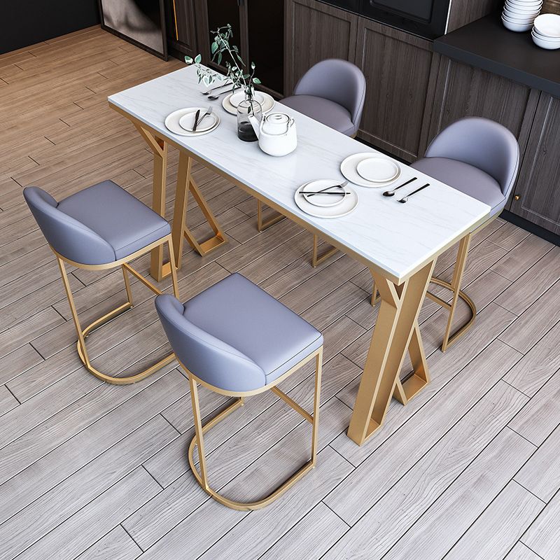 Contemporary 1/2/3/5/7 Pieces Bar Table Set Rectangle Stone Bar Table with Bar Stool Clearhalo 'Bar Furniture' 'furn' 'furn_home_bar_bar_sets' 'Furniture' 'Home Bars & Bar Sets' 'home_bar_bar_sets' 'Kitchen & Dining Furniture' 1200x1200_bb31ffbd-3a9d-4d85-99ee-bb5fc41a687b
