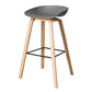Contemporary Plastic Bucket Bar Stool with Beech Solid Wood Base
